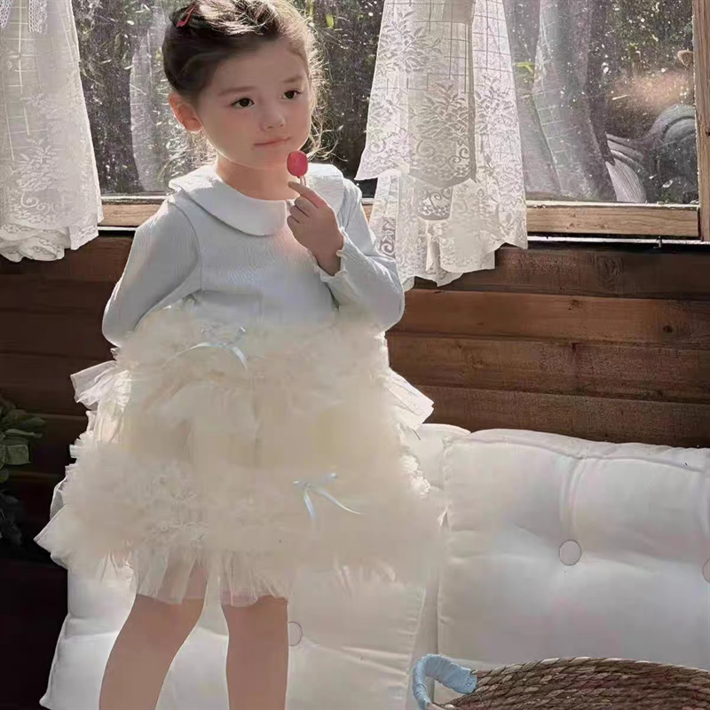 Niña princesa primavera y otoño mangas largas nuevos vestidos bebés niños 2025 vestidos de estilo fragante pastel vestido de moda