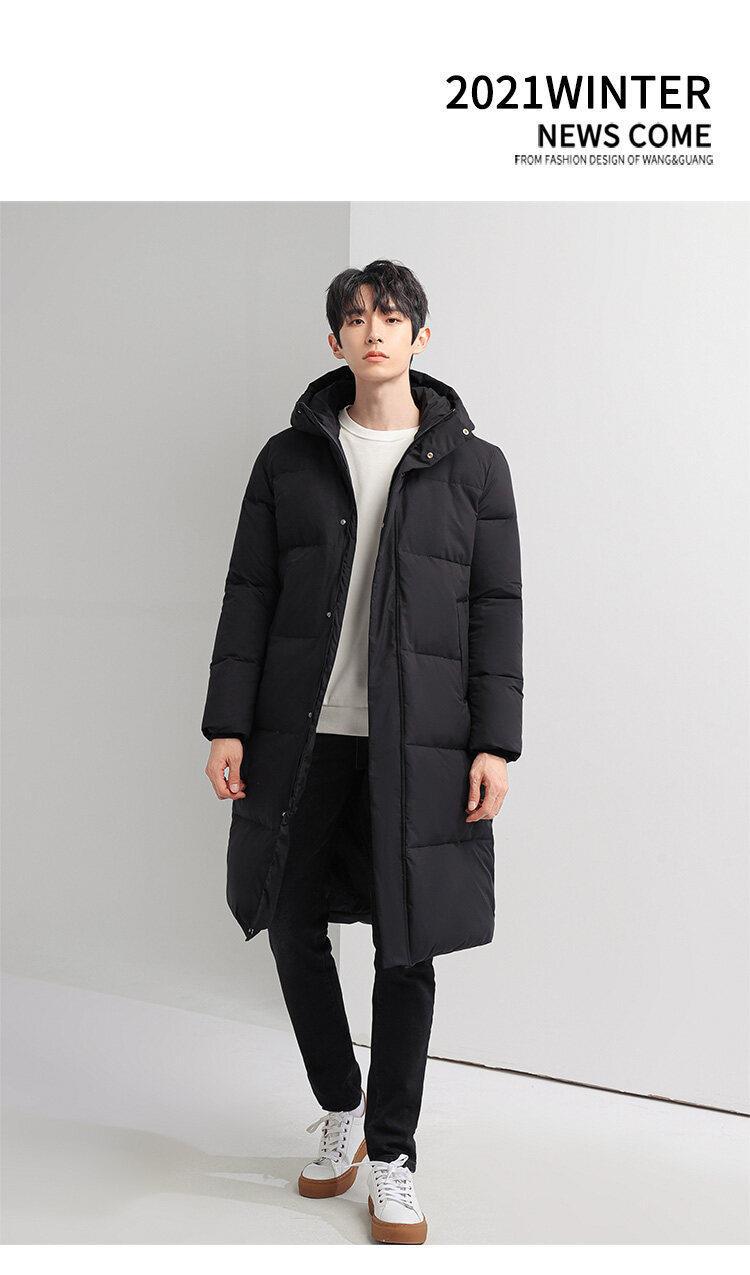 Men's Padded Coat Mid-length Thickened White Duck Down Jacket_voghion.com