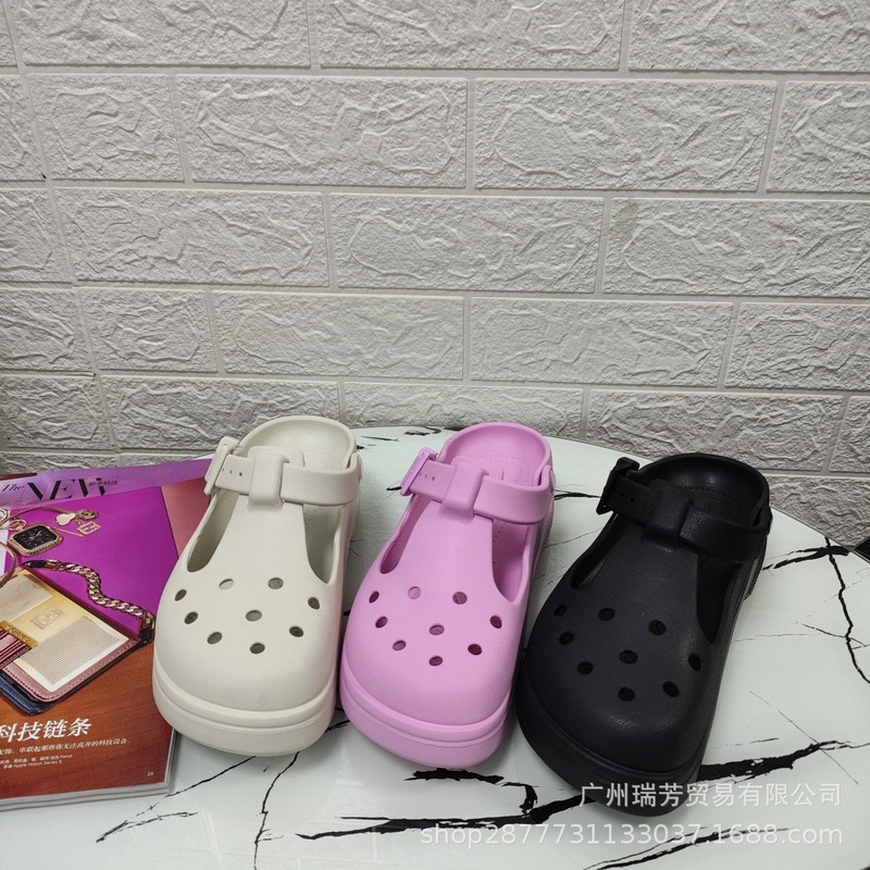 New BYMCross Women's Mary Jane Hole Shoes Thick Bottom Increased Women's Shoes New Non-slip Beach Shoes 210581