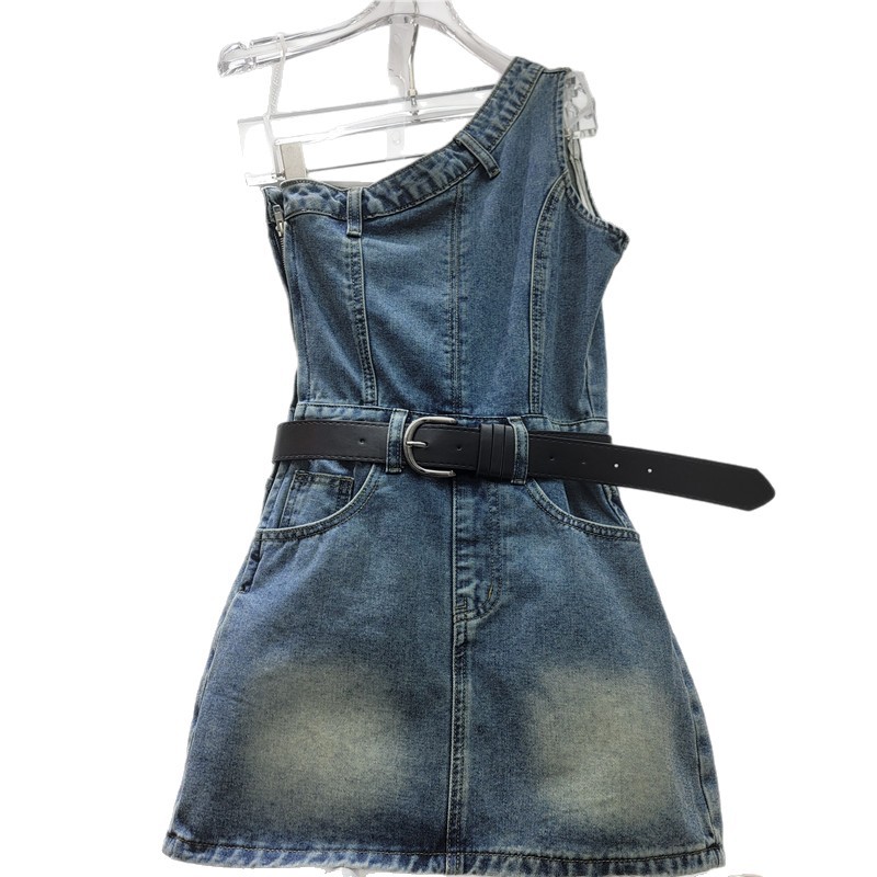 Sexy chick de cuello inclinado jeans cabina de cintura de verano femenina celebrity temperamento delgado