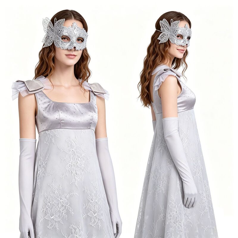 In-Stock Bridgerton Season 4 Silver Dress Ball Gown Sophie Cosplay Costume Role Play In-Stock Bridgerton Season 4 Silver Dress Ball Gown Sophie Cosplay Costume Role Play