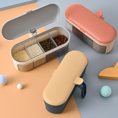 帶4個勺子4格調料盒套裝廚房鹽糖味精雞精佐料家用帶蓋一體調味盒