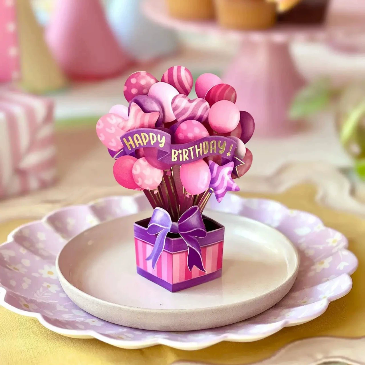 Индивидуальная мини-поздравительная открытка с воздушными шариками, стерео, премиум-класса, розовая, голубая, зеленая, с возможностью добавления музыки.