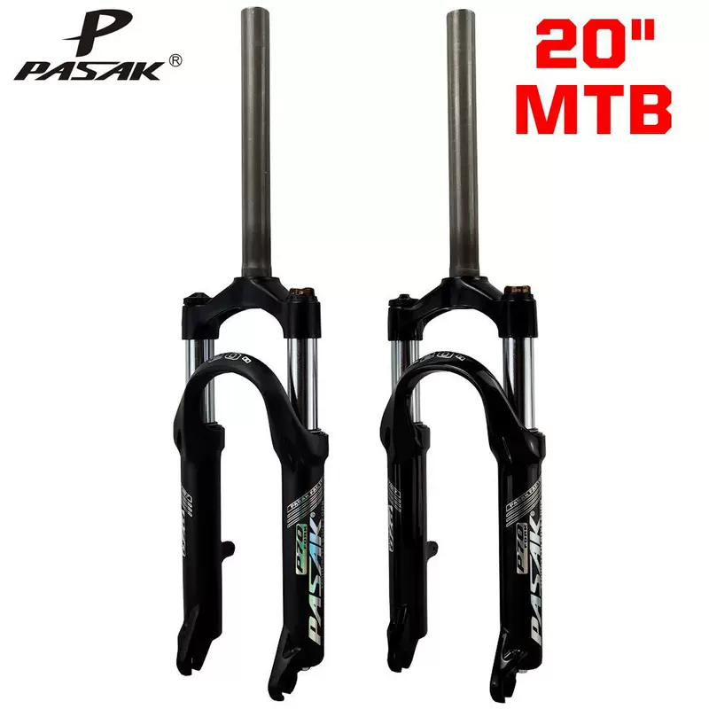 PASAK mountain bike shock absorber front fork soft and hard adjustable lockable 20/24 inch folding bike small wheel diameter disc brake