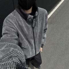 跨境  秋冬季新款夹克男青年商务老钱风夹克 磨毛加厚面料 抖音快