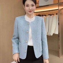 一件代发2025春秋新款时尚百搭小香风外套女法式气质粗花呢上衣潮