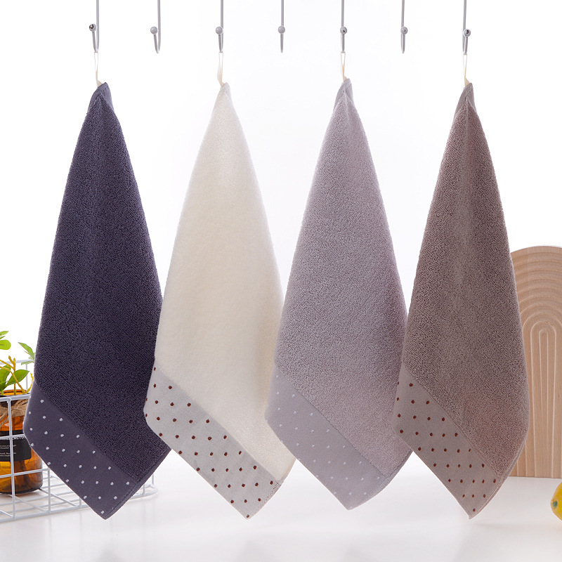 Pure Cotton Adult Square Towel Hand Towel Pure Cotton Polka Dot Absorbent Lanyard Broken Large Square Towel 34*34 cm