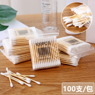Grafting eyelash double-headed cotton swab wooden stick sanitary beauty stick makeup ear remover disposable small cotton swab tool