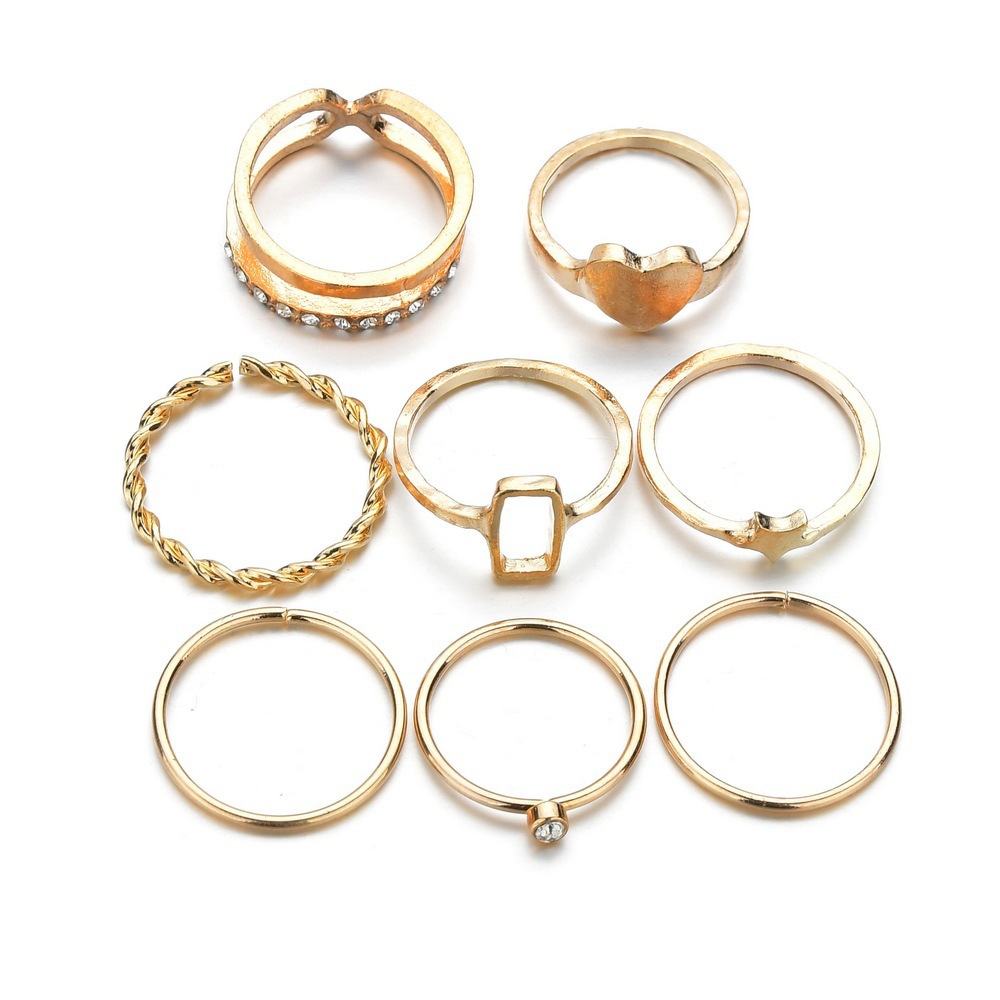 Wholesale Jewelry Alloy Five-pointed Star Heart Ring 8-piece Set Nihaojewelry display picture 5