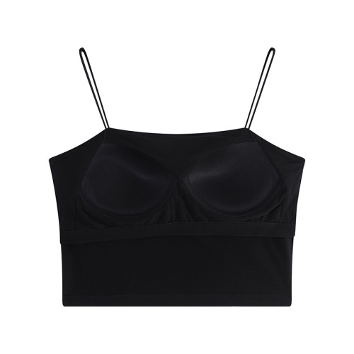 Beautiful back small camisole women's inner layer with chest pad one shoulder underwear spring and summer pure desire gray top new style