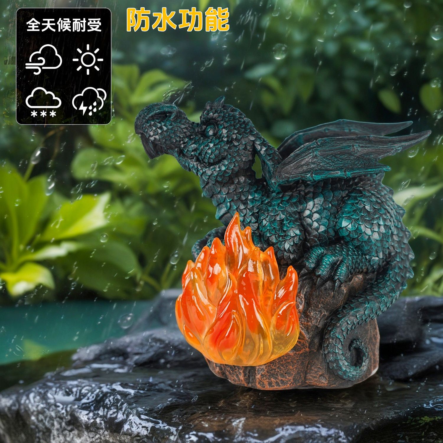 Kindergarten Specializes in Realistic Resin Dragon-Shaped Flame Lamps, Solar Ornaments, Outdoor Courtyard Garden Sculpture Decorations