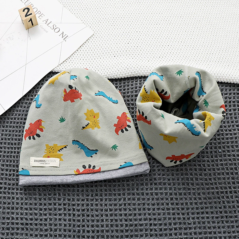 Demi-season kids' cotton set with scarf in Korean style, 2-8y, 48-54cm, multi-color options
