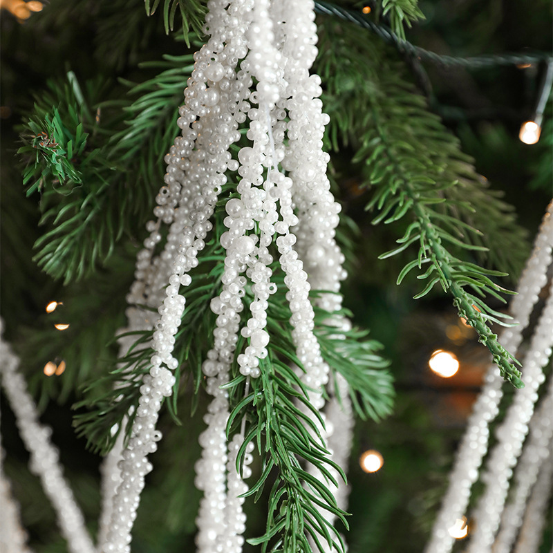 Nuevo tipo de perla blanca de palos de trigo perlas de plástico ligero de lujo árbol de Navidad perlas de imitación decoración de guirnaldas