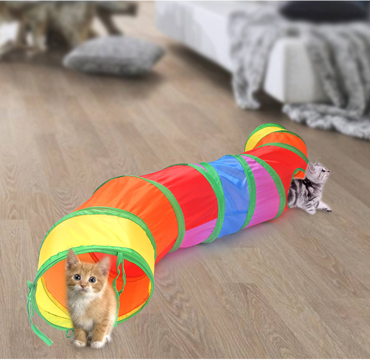 亚马逊跨境可折叠宠物用品彩虹隧道猫隧道智益猫玩具钻桶通道厂家