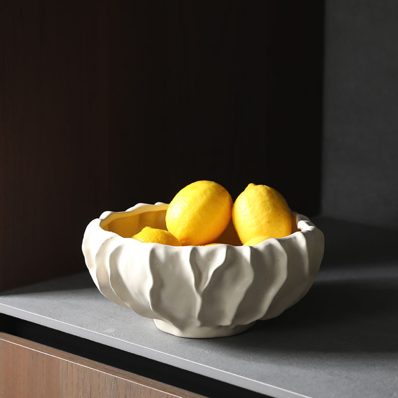 Mesa de comedor simple francesa, plato de frutas de cerámica, decoración de mesa de té de la sala de estar, bandeja de almacenamiento, decoración suave