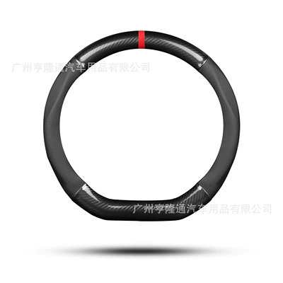 D-Type Anti-Slip All-Season Universal Handle | Steering wheel cover - d-typelast-time-red-carbon-fiber-perforated-black-38cm