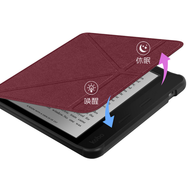 Kobo Libra Color/2 Estuche protector de deformación Kobo7 pulgadas Estuche de cuero protector de soporte plegable