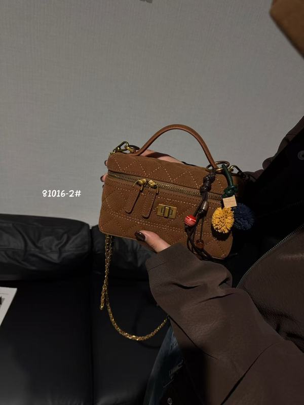 复古麂皮纹真皮链条饭盒包包女2025秋冬新款高级感时尚单肩斜挎包|undefined