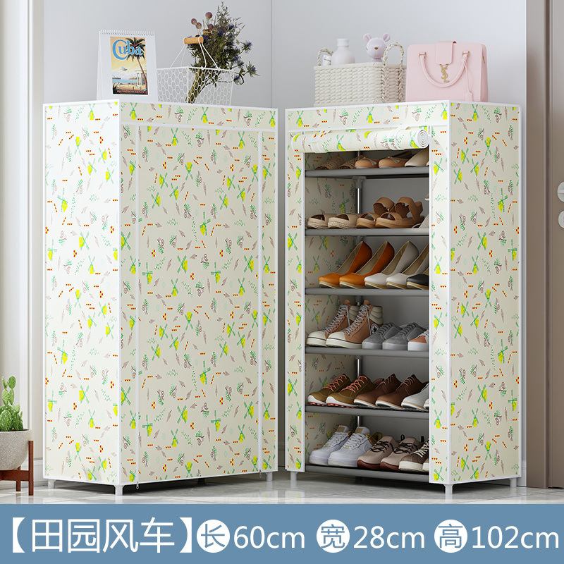 Estante de zapatos de tela de Oxford simple multicapa estante de almacenamiento multifuncional a prueba de polvo en la puerta del dormitorio estudiantil