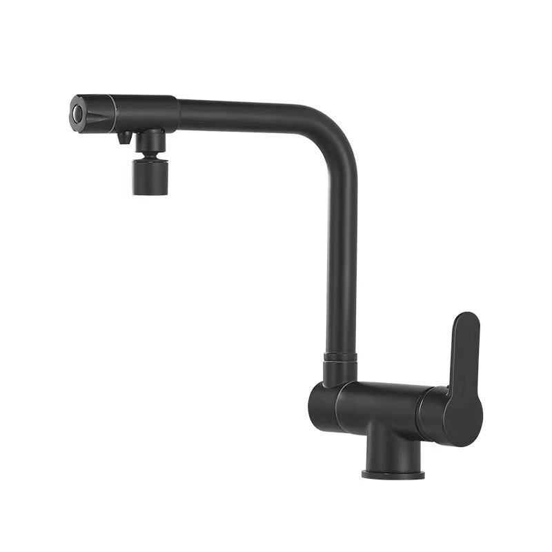 Stainless steel, hot and cold, turning turning, stacking cold and cold water faucet double rotation horizontal three -way side -opened vegetable basin faucet