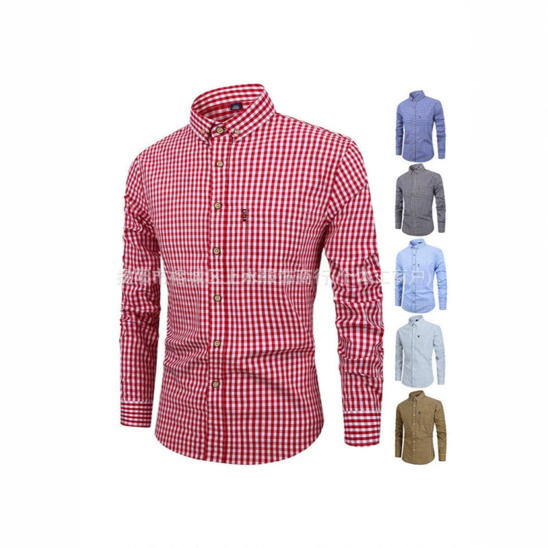 Shein Cross-Border 3D Digital Printing Men's Spring and Autumn Breathable Brazilian Long-Sleeve Plaid Shirt Men's Casual Shirt Shein Cross-Border 3D Digital Printing Men's Spring and Autumn Breathable Brazilian Long-Sleeve Plaid Shirt Men's Casual Shirt