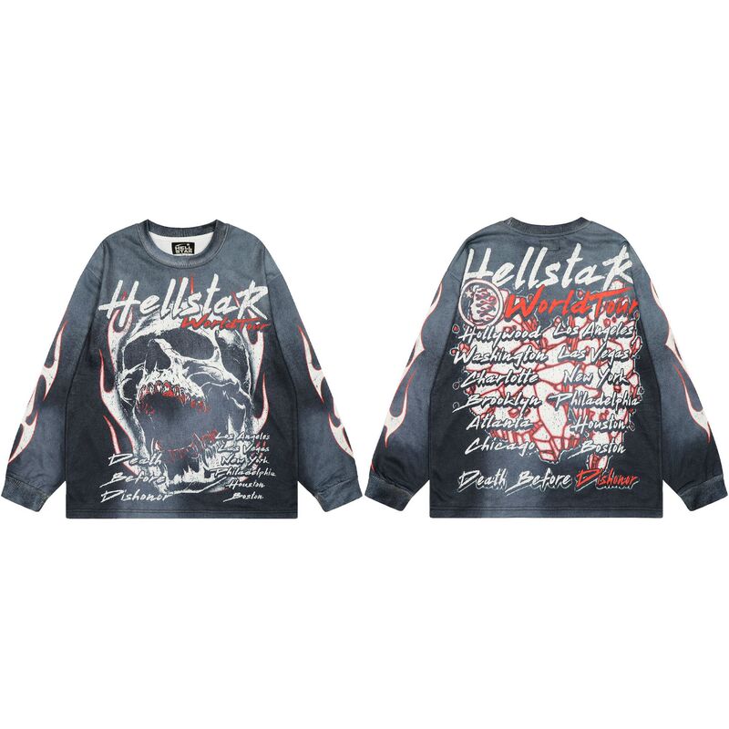 美式潮牌Hellstar地狱之星vintage秋冬长袖打底衫高街休闲卫衣|undefined
