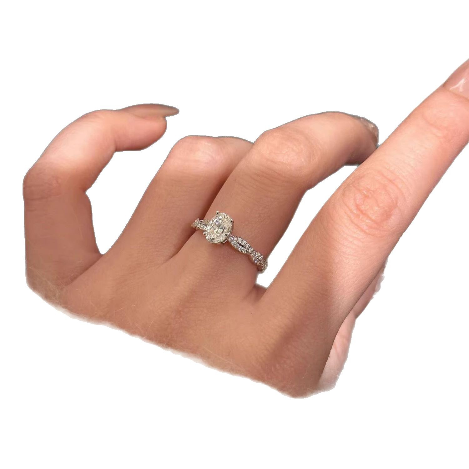 Anello aperto da donna con zircone rotante e taglio a fiore_voghion.com