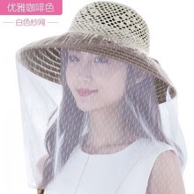 防蚊帽子女面纱透气遮脸带面纱的帽子夏天女士防晒太阳帽折叠两用