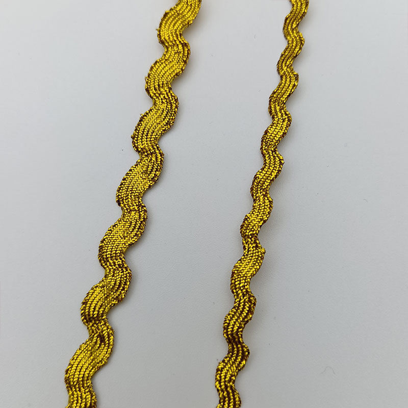 5mm en stock Oro Plata borde dorado borde plateado en forma de onda S borde curvo cinta multi-tamaño sombrero ropa para niños accesorios de boda