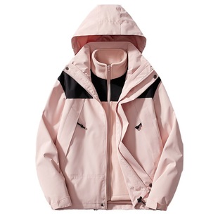 Autumn and Winter Two-Piece Jacket Set, Three-In-One Detachable Men's and Women's Sports Warm Trendy Hooded Jacket Cross-Border