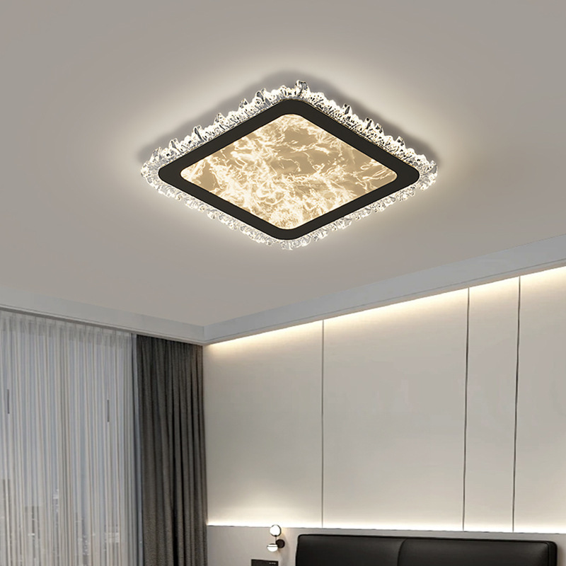 Lámpara de sala de estar ligero, lujo, estilo italiano de alta gama, lámpara principal de sala de estar minimalista, lámpara de techo rectangular, paquete de lámpara combinada para toda la casa