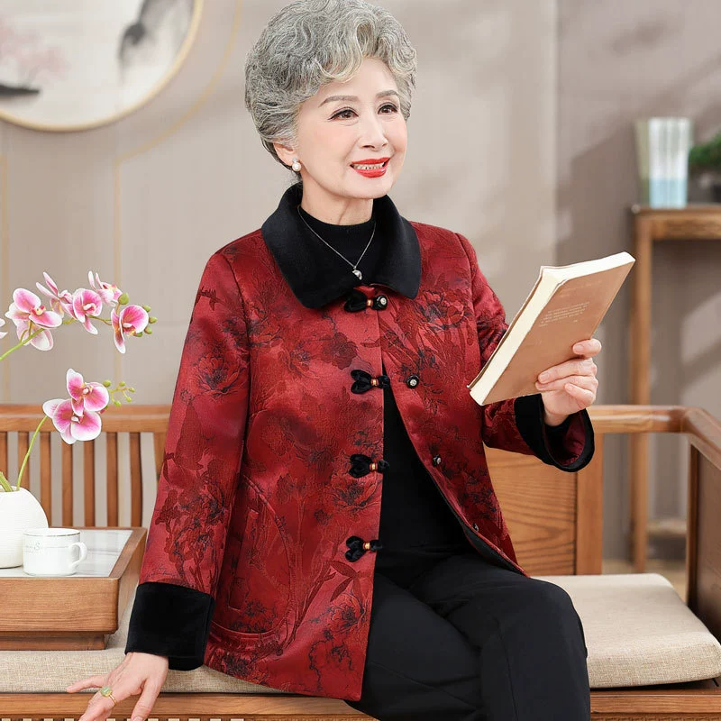 Пожилая мама осеннее пальто благородный национальный топ 70 лет старуха 80 бабушка весенняя и осенняя свободная одежда