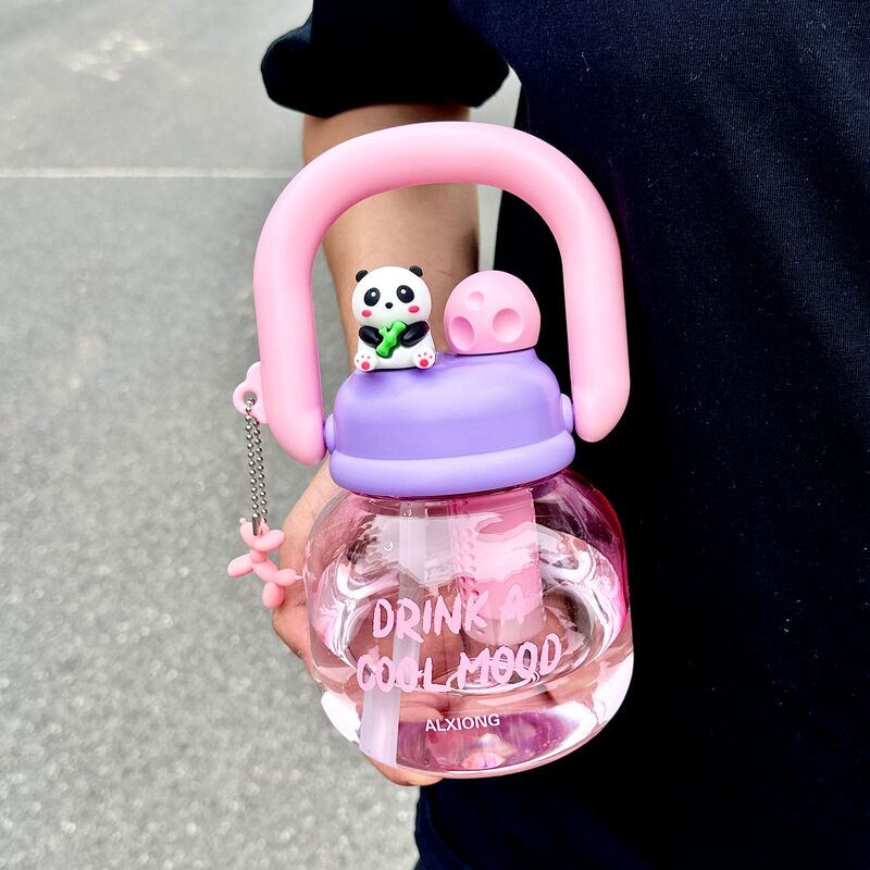 かわいいダブルドリンクダブルドリンクビッグベリーウォーターカップストロー付きポータブルケトル学生ポータブル夏大容量プラスチックカップ|undefined