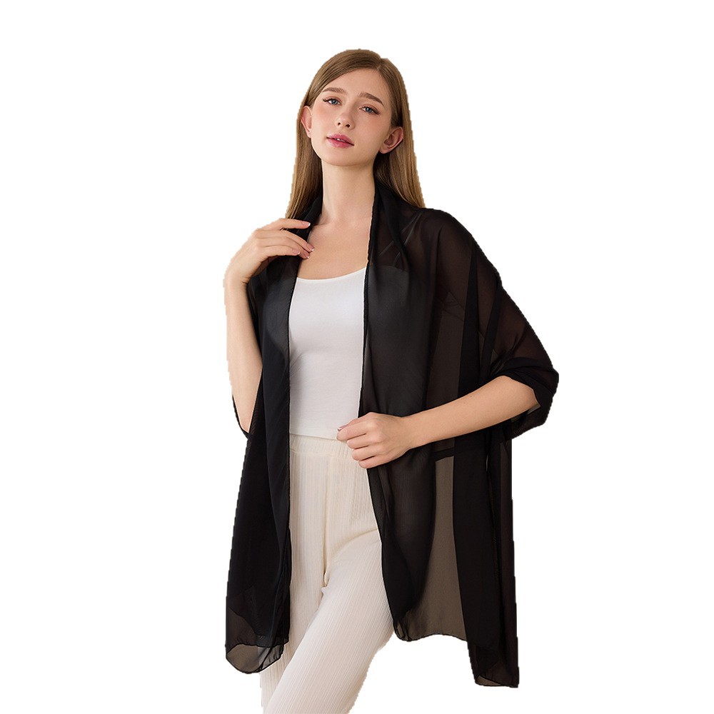 Elegant Chiffon Scarf Solid Colour Shawl For Brides And Weddings_voghion.com
