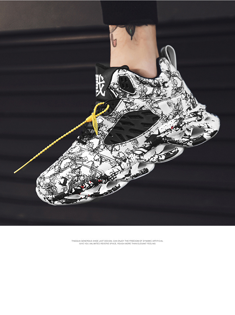 Esportes e lazer masculinos de inverno, tênis de corrida de basquete de cano alto para estudantes, tamanho grande_voghion.com