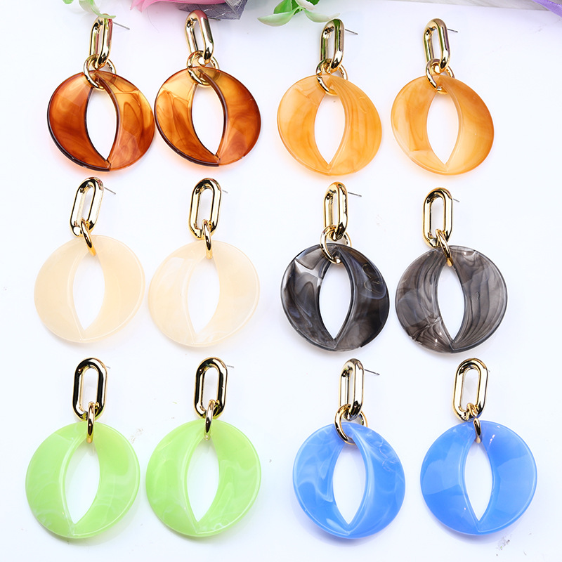 Solid Color Pattern Women'S Gender 1 Pair Roman Style Solid Color Polishing Arylic Drop Earrings