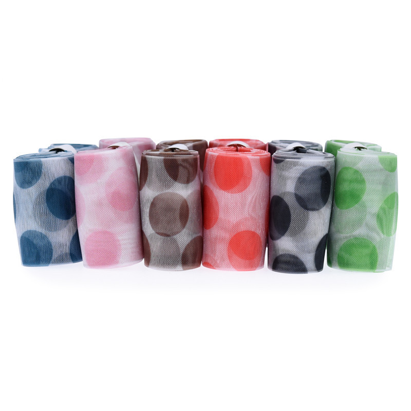 Transfronterizo nuevo 4cm impreso punto grande cinta transparente horquilla regalo creativo embalaje gasa luz cinta 5Y