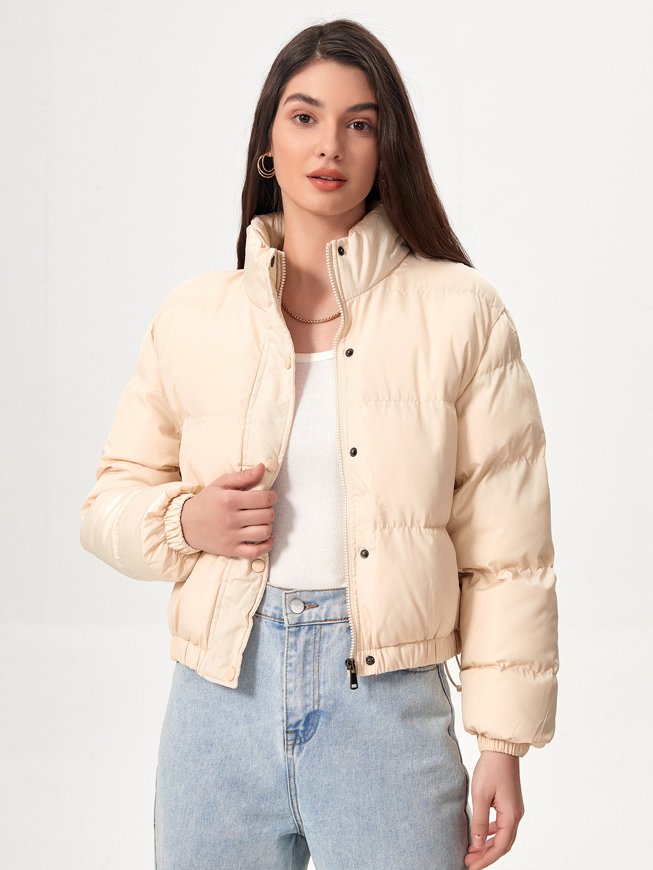 Chaqueta corta acolchada para mujer, estilo elegante y ligero