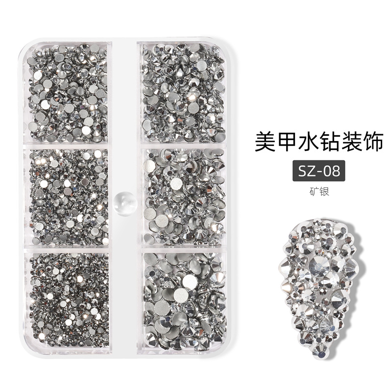 Transfronterizo nuevo 6-rejilla de uñas rhinestone de la joyería plana de diamante transparente AB color mágico paraíso luz de la joyería de uñas