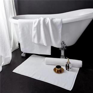 Five-star hotel thickened cotton bathroom white floor towel bathroom spa foot mat wholesale embroidered logo