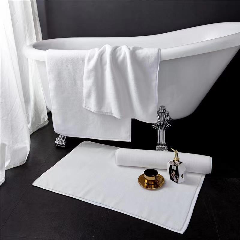 Five-star hotel thickened cotton bathroom white floor towel bathroom spa foot mat wholesale embroidered logo Five-star hotel thickened cotton bathroom white floor towel bathroom spa foot mat wholesale embroidered logo