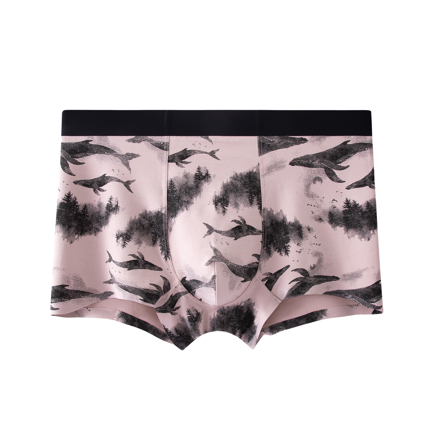 Tinta de tinta impresa de estilo nacional para hombre calzoncillos antibacterianos suaves y transpirables, calzoncillos sin marca, calzoncillos cortos para hombres