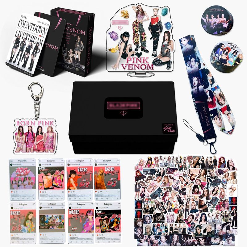 black PINK ink new album BORN PINK peripheral card sticker small card set lanyard key chain gift box black PINK ink new album BORN PINK peripheral card sticker small card set lanyard key chain gift box