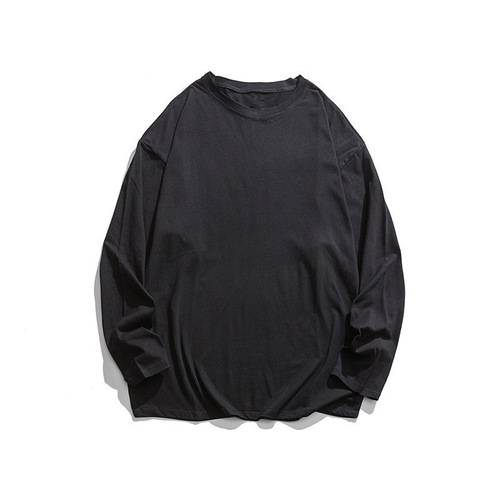 Men's Loose Fit Long Sleeve T-Shirt in Autumn, Versatile and Easy-to-Combine, Hong Kong Style Trend Brand, Plain Color Top, Simple and Casual Round Neck Base Shirt