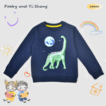 源头工厂童装童卫衣夜光恐龙卫衣圆领套头衫发光夜光卫衣贴牌加工