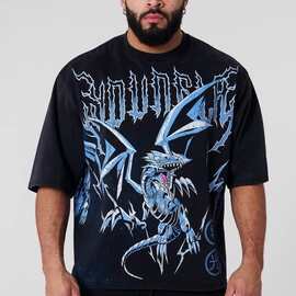 YOUNGLA联名Yu-Gi-Oh游戏王男士超大数码直喷夏季健身运动T恤弹力