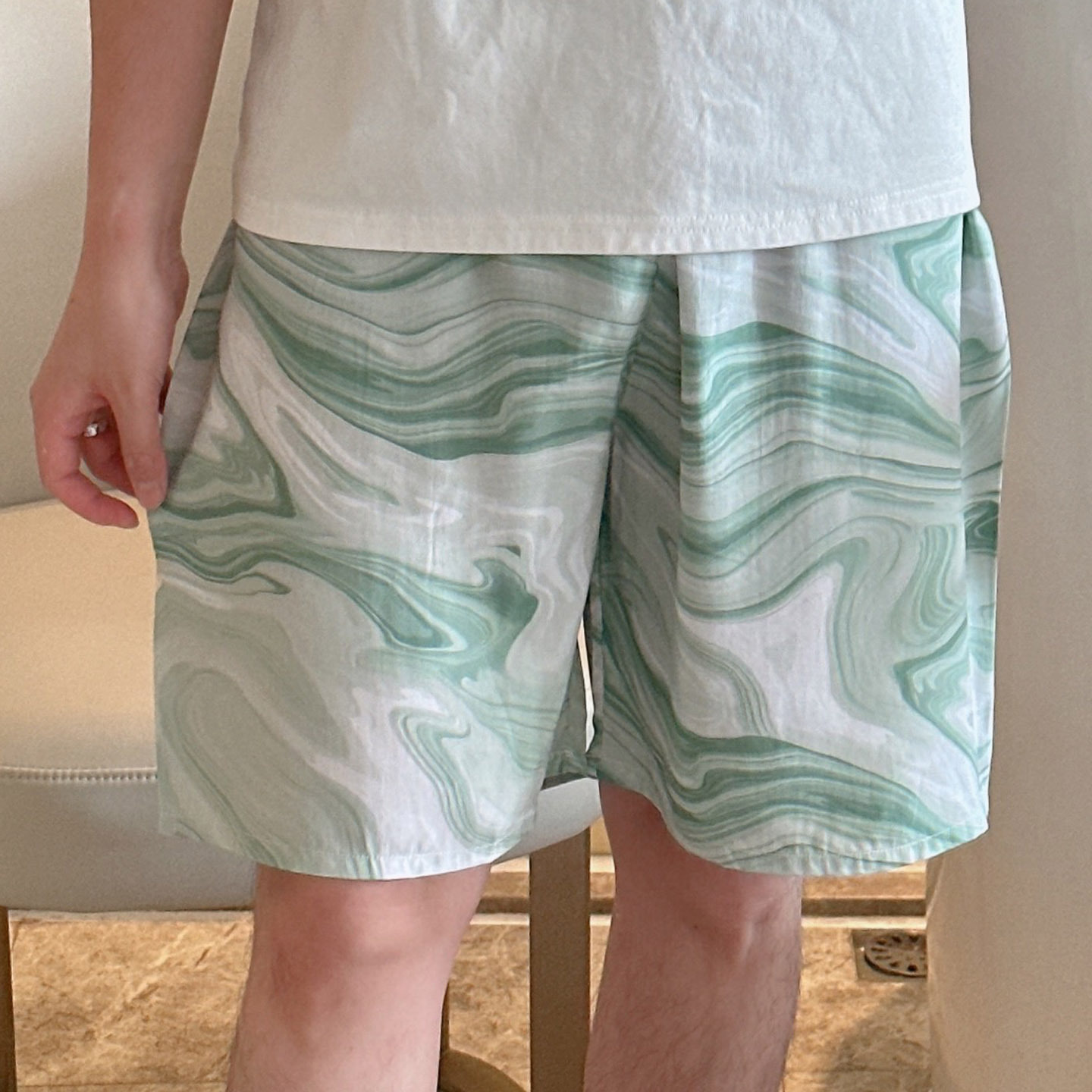 YY 남성용 반바지 - 풍경 녹색