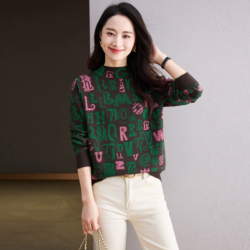 Woolen knitted sweater, 2024 years, high collar, oversize