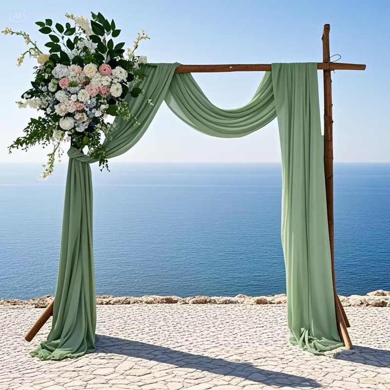 Wedding Beauty Veil Mesh Fabric Wedding Outdoor Scene Layout Lawn Arch Veil Curtain Wedding Room Curtain Decoration