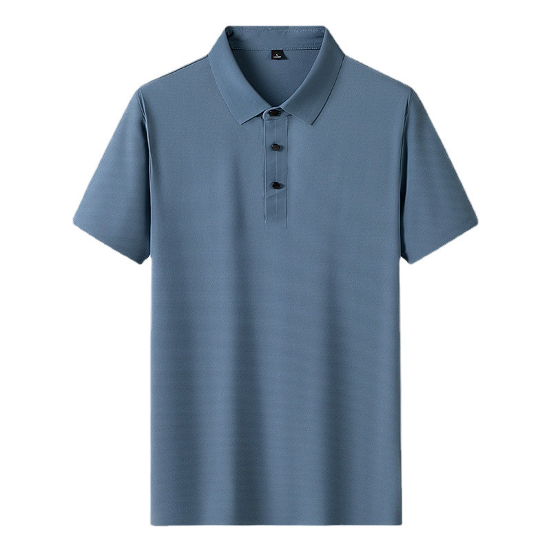 Camiseta de hielo de manga corta clásica multicolor de manga corta de verano nueva camiseta transpirable para hombres de negocios ligero con solapa absorbente de sudor
